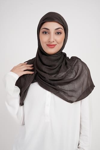 Soft Hijab Scarf 100% Modal | Lightweight | Breathable For Women - color: Dark Brown