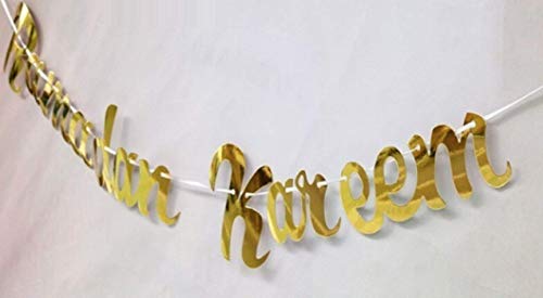Ramadan Kareem Banner Decorations Bunting Banners Kullu am wa antum bikhair Balloons Latex Islamic Balloons Birthday Party Black, Gold, Silver Balloon Banners Latex 12" Each (Gold)