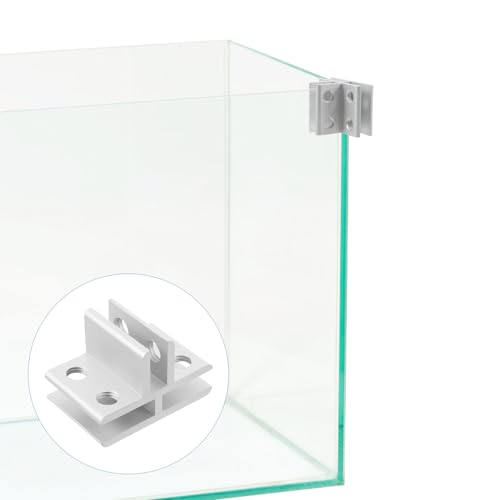 HOMSFOU Aluminum Alloy Glass Clamp Bracket for 5-8mm Shelves, Aquarium and Terrarium Screen Cover Clips, Silver T-Shaped Connector for Glass Shelf Support and Fixing