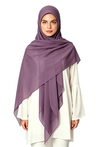 Lina & Lily Premium Chiffon Hijab Head Scarf Shawl Wrap for Muslim Women Square 58'' x 58'' - color: Berry
