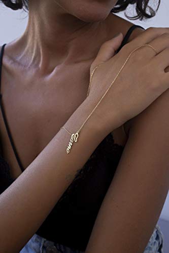 Custom Name Necklace Personalized, 18K Gold Plated Customized Nameplate Necklace Dainty Jewelry Gift for Women, Bridesmaid - color: Vertical Name Necklace