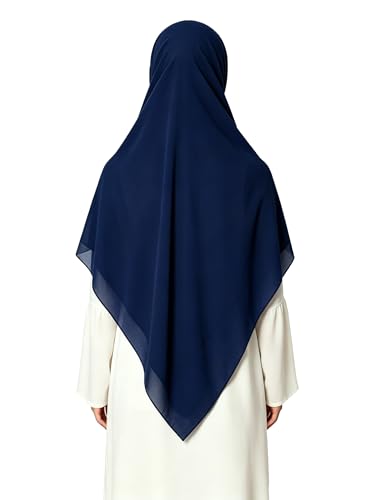 Lina & Lily Premium Chiffon Hijab Head Scarf Shawl Wrap for Muslim Women Square 58'' x 58'' - color: Navy Blue
