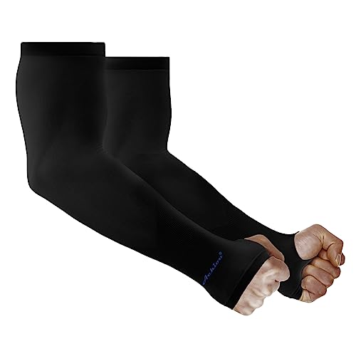 Achiou Arm Sleeves for Men Women, Sun Sleeves UV Protection Cooling Sports - color: 1 Pair: Black