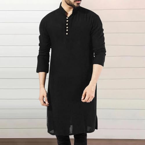 Men Islamic Caftan Thobe Long Sleeve Breathable Durable Comfortable Saudi Arabic Arab Costume Thobes - size: 3X-Large