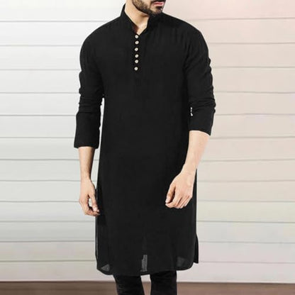 Men Islamic Caftan Thobe Long Sleeve Breathable Durable Comfortable Saudi Arabic Arab Costume Thobes - size: Small