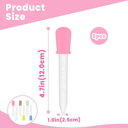 6 Pack Liquid Pipettes Droppers Silicone 5ml Clear Dropper, Crafts Projects (6 Colors)