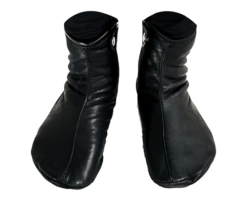Black leather socks for men women, Unisex Water-Resistant, zipper Muslim Socks Khuffian, Hajj & Umrah