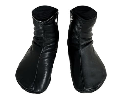 Black leather socks for men women, Unisex Water-Resistant, zipper Muslim Socks Khuffian, Hajj & Umrah