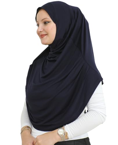 Prien Ready To Wear Hijab For Women, Instant Turban, Soft Muslim Scarf For Prayer, Long Hijabs, Islamic Clothes, Jersey Abaya - color: Navy Blue