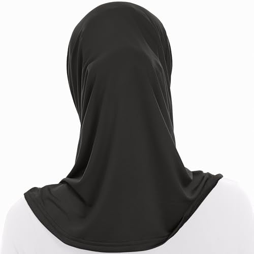 Plain Ready To Wear Amira Hijab for Women - Muslim Instant Amira Jersey Scarf – Soft Muslim One Piece Instant Hijab Headscarf - color: Black