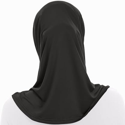 Plain Ready To Wear Amira Hijab for Women - Muslim Instant Amira Jersey Scarf – Soft Muslim One Piece Instant Hijab Headscarf - color: Black