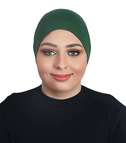 AL AMIRA Under Scarf Hijab Tube UNDERSCARVES Bonnet Chemo Hat Cotton Fabric 20 Colors - color: Green