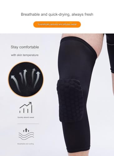 BaronHong Hex Knee Sleeve Compression Pads Knee Pads Wrestling Brace Leg Honeycomb Pad for Volleyball Basketball Adult Youth - color: Black, size: X-Large