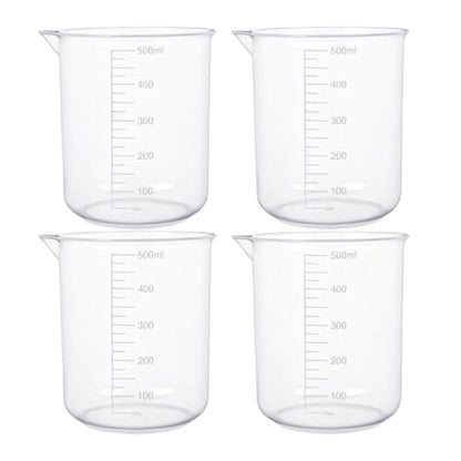 4PCS 500ml Plastic Lab Beakers, Transparent Graduated Measuring Cups with Pour Spout for Science Experiments, Kitchen & DIY - style: 500 ML