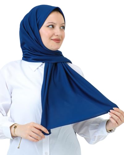 Prien Hijab For Women Muslim Lightweight Scarf Head Scarves For Girls Islamic Long Headscarf Chiffon Shawl Prayer Set Ramadan - color: Navy Blue