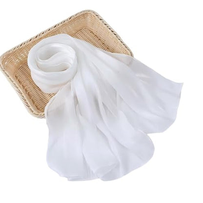 Organza Sheen Shimmer Crepe Hijab Scarf for Women Lightweight Sheer Shawl Wrap for Wedding and Evening Dresses - color: White
