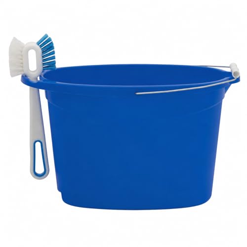 12 Quart Oval Utility Bucket, Blue Plastic Open Top Container for Cleaning Supplies, Washing, Storage, Household Tasks & General Use, 1 Pack