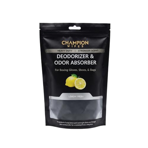 Deodorizer Inserts for Boxing Gloves, Hockey Equipment, Gym Bags & Sports Gear – Bamboo Charcoal Odor Absorber & Moisture Absorber – Reusable Dual-Pouch Insert (Lemon Fresh)