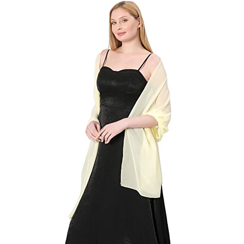 Ladiery Chiffon Shawl Wraps for Women Evening Dresses, Elegant Soft Sheer Shawls for formal dressy Bride Wedding - color: Beige