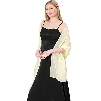 Ladiery Chiffon Shawl Wraps for Women Evening Dresses, Elegant Soft Sheer Shawls for formal dressy Bride Wedding - color: Beige