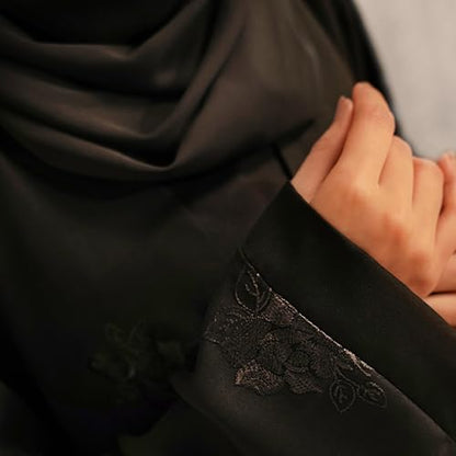 Abaya Dress for Women, Fully Button Up Muslim Abaya in Premium Nida Fabric – Long Sleeve Modest Islamic Maxi Dress - color: Black, size: Medium