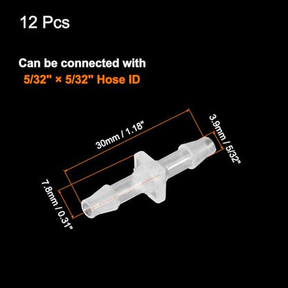 uxcell 12Pcs Plastic Hose Barb Fitting, 5/32" x 5/32" Barb Pipe Connectors Hose Fitting Adapter Splicer Mender Adapter Union for Fuel Gas Liquid Air Hose Repair - size: 5/32" x 5/32"