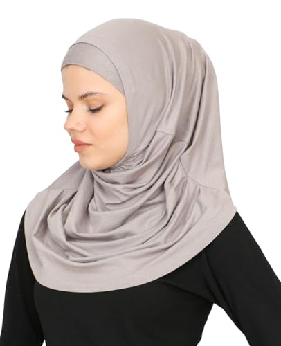 Prien Chic Ready To Wear Hijab For Women, Muslim Long Turban Undercap Set, Instant Scarf, Prayer Clothes For Girls, Abaya - color: Light Mink