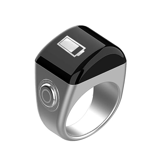 Smart Tasbih Prayer Counter - Digital Tasbih Finger Counter Muslim Islamic Prayer Smart Rings with Battery Charging Case APP Support and OLED Screen Waterproof and Digital for Muslims - color: Silver, size: 12.5