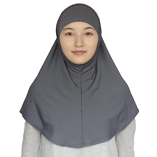 Women's Muslim Hijab Al-Amira Hijabs 2 Pieces with Tube Underscarf Cap Instant Soft Scarf - color: Gray