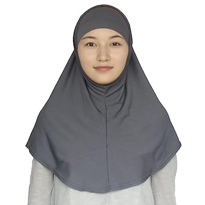 Women's Muslim Hijab Al-Amira Hijabs 2 Pieces with Tube Underscarf Cap Instant Soft Scarf - color: Gray