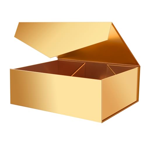 JINGUAN Magnetic Closure Gift Boxes with Lids for Presents Gold - color: 19.2x15.8x7 -Gold-Magnetic Closure-1 Pack