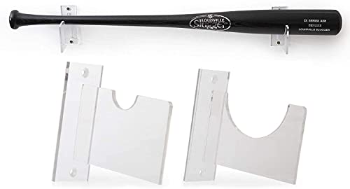 Baseball Bat Wall Mount Display - Horizontal Hanging Rack & Organizer | Sturdy Acrylic Bat Holder | Decorative Clear Sports Gear Wall Hanger Storage for Home, Living Room