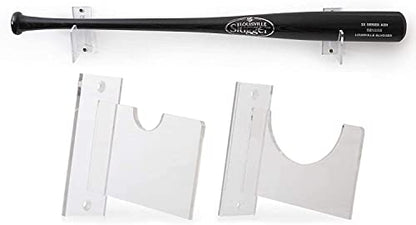Baseball Bat Wall Mount Display - Horizontal Hanging Rack & Organizer | Sturdy Acrylic Bat Holder | Decorative Clear Sports Gear Wall Hanger Storage for Home, Living Room