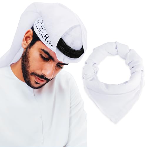 Keffiyeh Shemagh Arab Head Scarf Turban Head Wrap - color: A- White Shemagh