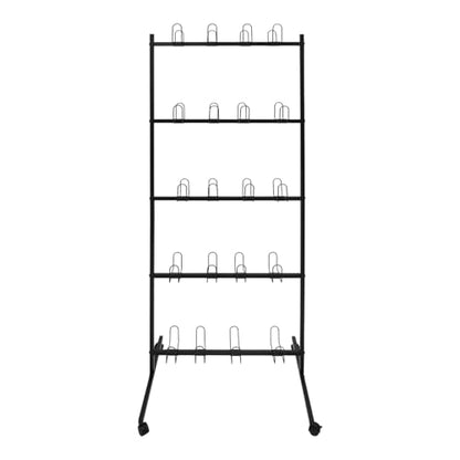 TFCFL Boxing Gloves Drying Rack, Boxing Glove Storage Stand with Universal Wheels,5-Tier Metal Boxing Gloves to Dry Out,Holds 20 Pair of Gloves - color: Black