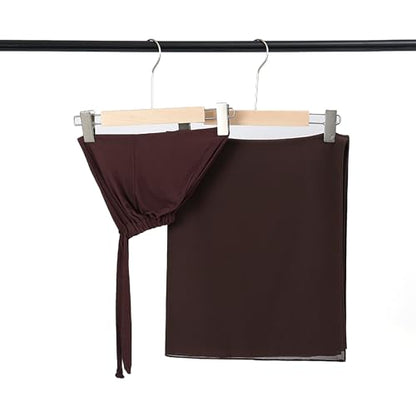Matched Hijab and Undercap Set, Chiffon Muslim Head Scarf for Women, A Perfectly Decent Combination - color: Coffee
