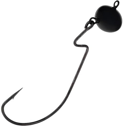 Reaction Tackle Football Swing Jig, Free-Swinging Hook with Football Head for Bass Fishing, Deep Water and Rocky Terrain (5-Pack) - color: Black, size: 1/2 Oz