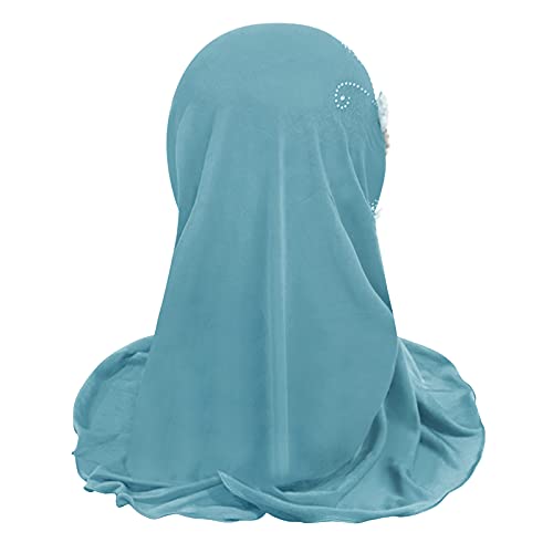 Clobeau Muslim Girls Hijab Scarfs Head Wrap Scarf for Girls Age 2-4 - color: Cyan