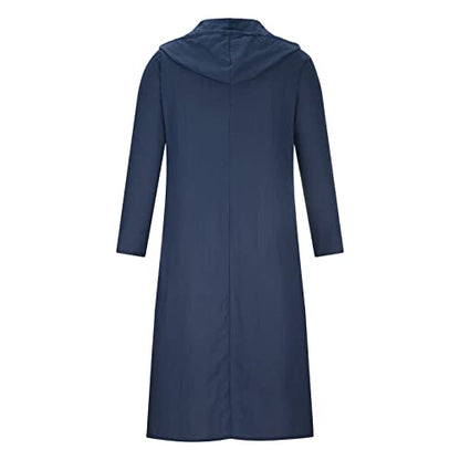 Ctreela Kaftan Thobe for Men Big And Tall Muslim Hooded Robe Mens Long Sleeve Caftan Thawb Islamic Ramadan Masjid Gown - color: Navy, size: XX-Large
