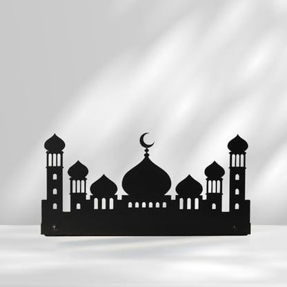 Wooden Ramadan Decorations for Home, Mosque Candle Holder with 2 Glass Tealight Votive Holders, Eid Mubarak Table Decor Centerpiece, Islamic Gifts for Ramadan Kareem, Muslim Home Decor