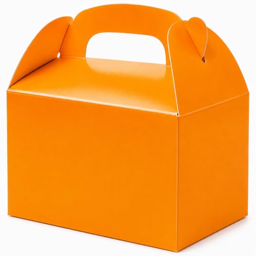 The Dreidel Company 25-Pack Orange Gable Treat Boxes, Party Favors, 6.25" x 3.5" x 3.5" Inch Box, 25-Pack (Orange) - color: Orange
