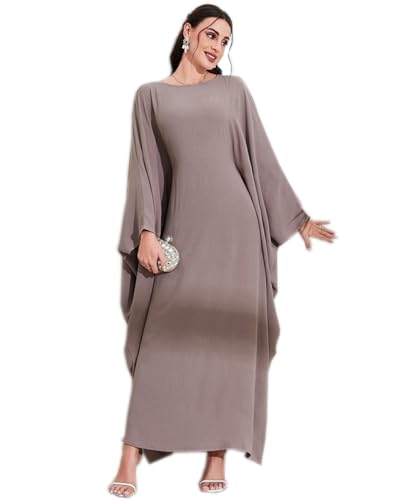 Women's Modest Hidden Adjustable Belt Oversized Abaya Muslim Dress Prayer Robes Kaftans - color: Taro Color