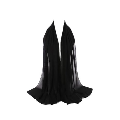 Premium Chiffon Hijab Head Scarf Shawl Wrap for Muslim Women Lightweight - color: Black