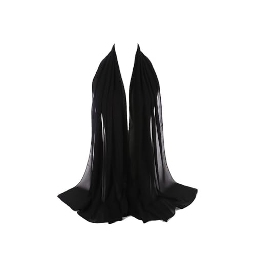 Premium Chiffon Hijab Head Scarf Shawl Wrap for Muslim Women Lightweight - color: Black