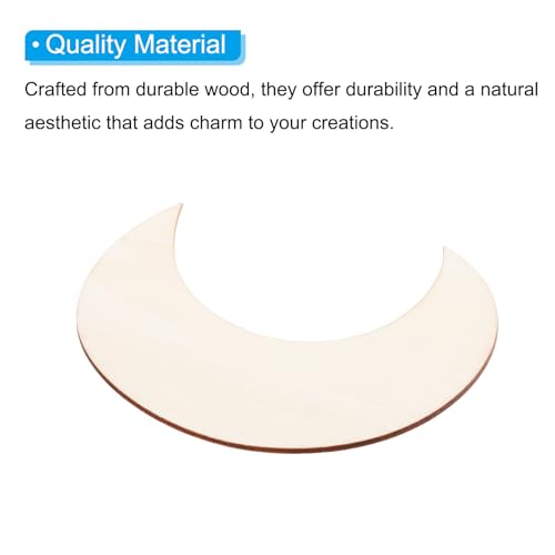 PATIKIL 5.1"x1.6" Wooden Moon, 10 Pack Unfinished Wood Moon Blank Wooden Cutouts Ornaments Natural Wood Pieces for Christmas Party Craft Projects - size: 5.1"x1.6"