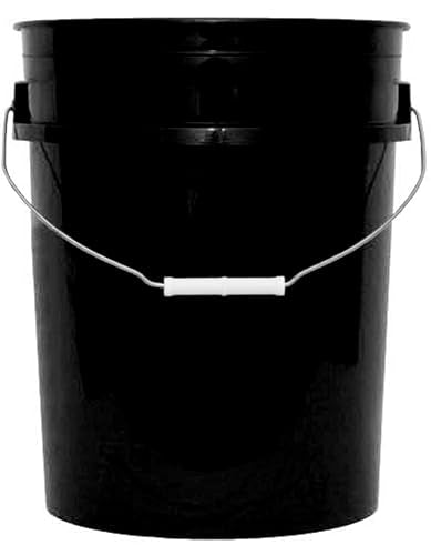 5-Gallon Bucket Only – No Lid Included, Made in USA, Food Grade BPA Free Plastic, Heavy Duty Multi-Use, Metal Handle with Grip, Stackable Storage – Black, 1 Pack - color: Black, size: 1