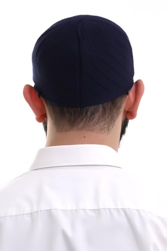 ihvan online Kufi Hats for Men, Taqiya, Takke, Turkish Muslim Winter Woven Caps, Peci, Islamic Prayer Skullcap, Islamic Gifts - color: Dark Blue