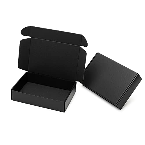 Mcfleet 9x6x2" Black Shipping Boxes - 24 Pack Corrugated Cardboard Mailing Box Packaging for Small Business - Tab Locking Literature Mailer Flat Empty Gift Packing Supplies - color: Black, size: 9x6x2 Inches