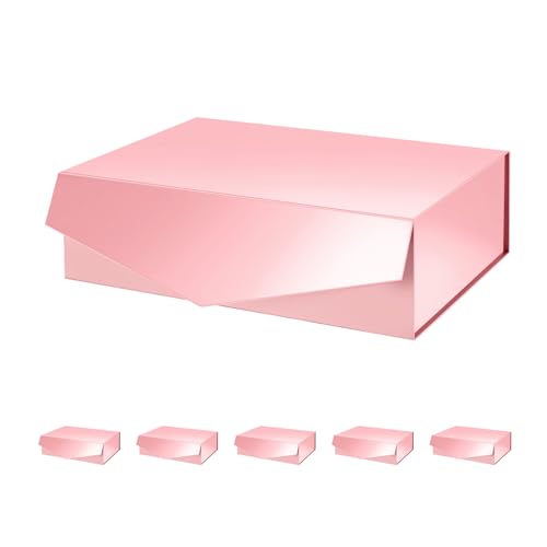 PACKHOME 6 Large Pink Gift Boxes 13.5x9x4.1in with Magnetic Lids - color: 13.5x9x4.1 Inch-Pink-Pack of 6