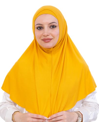 Prien Instant Hijab For Women, Muslim Long Scarf, Undercap Turban Set, Turkish Islamic Clothing, Prayer Clothes For Abaya - color: Deep Yellow